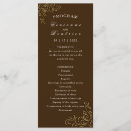 Programme de mariage élégant rouleau d'or rustique