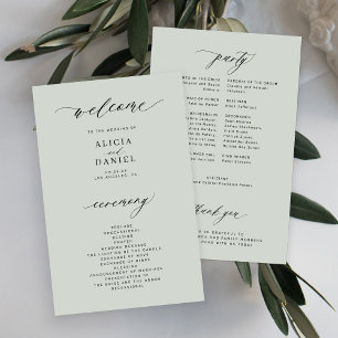 Programme de mariage élégant vert sauge budget