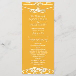 Programme de mariage élégant vintage jaune et blan