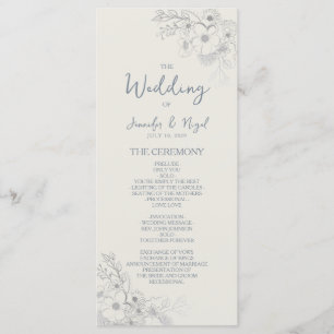 Programme de mariage en bleu poussiéreux botanique