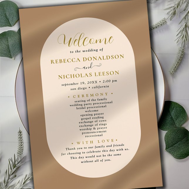 Programme de mariage en calligraphie script terreu (Créateur téléchargé)