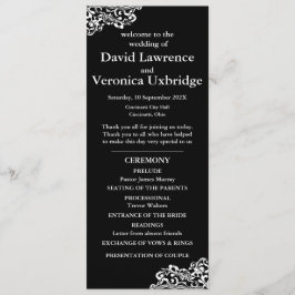 Programme de mariage en dentelle noire et blanche