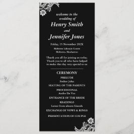Programme de mariage en dentelle noire et blanche