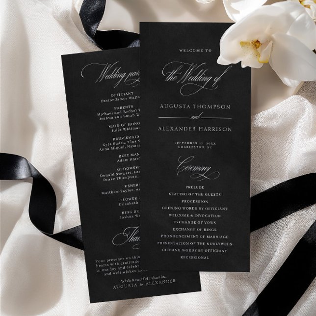 Programme de mariage en impression velours noir (p (Black Velvet Texture Imitation Wedding Program)