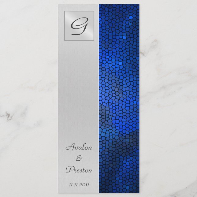 Programme de mariage en verre coloré saphir Invita (Devant)