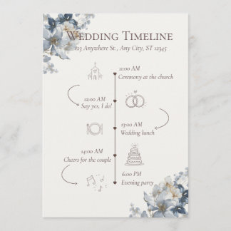 Programme de mariage et de la fête avec fleurs ble