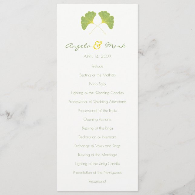 Programme de mariage Feuille de Ginkgo Tree (Devant)