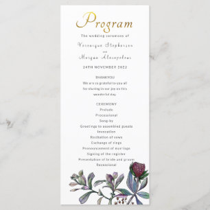 Programme de mariage feuille tropicale script or f