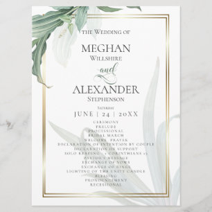 Programme de mariage Feuilles tropicaux modernes