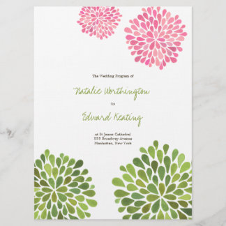 Programme de mariage Fleur rose verte en fleurs
