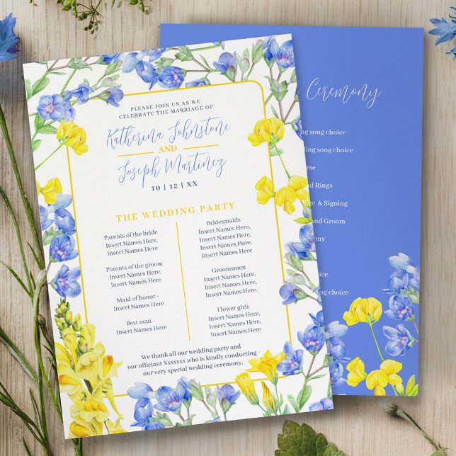 programme de mariage fleur sauvage bleu jaune aqua (Créateur téléchargé)