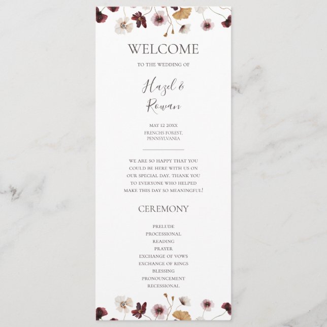 Programme de mariage Fleur sauvage en Bourgogne de (Devant)