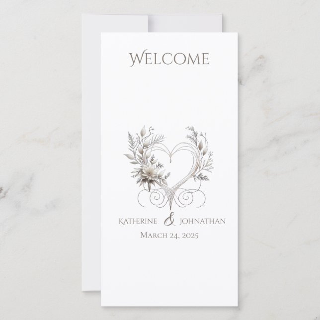 Programme de mariage - Fleurs blanches avec un coe (Devant)