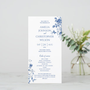 Programme de mariage Fleurs vintages bleues