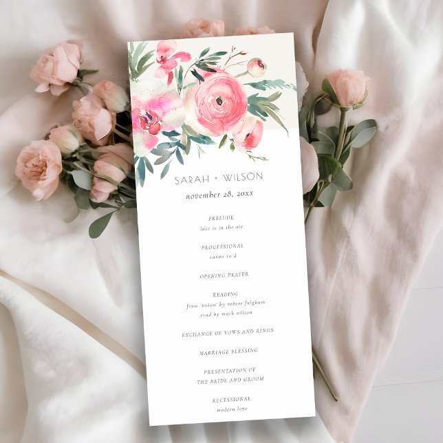 Programme de mariage floral aquarelle à l'orchidée (Créateur téléchargé)