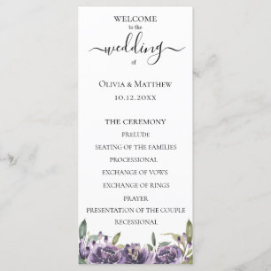 Programme de mariage floral aquarelle botanique vi