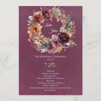 Programme de mariage floral automnal lunatique