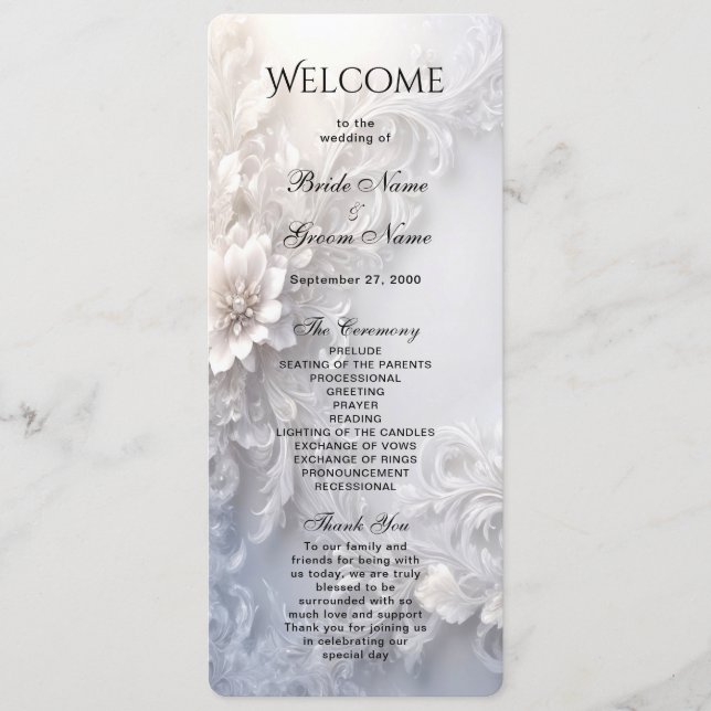 Programme de mariage floral blanc (Devant)