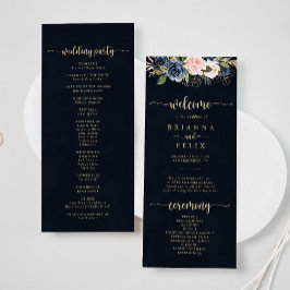 Programme de mariage floral Blush de la Marine