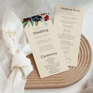 Programme de mariage floral Blush de la marine de 
