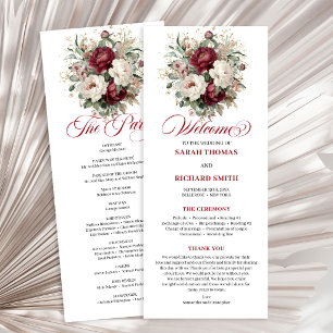 Programme de mariage floral bordeaux blush classiq