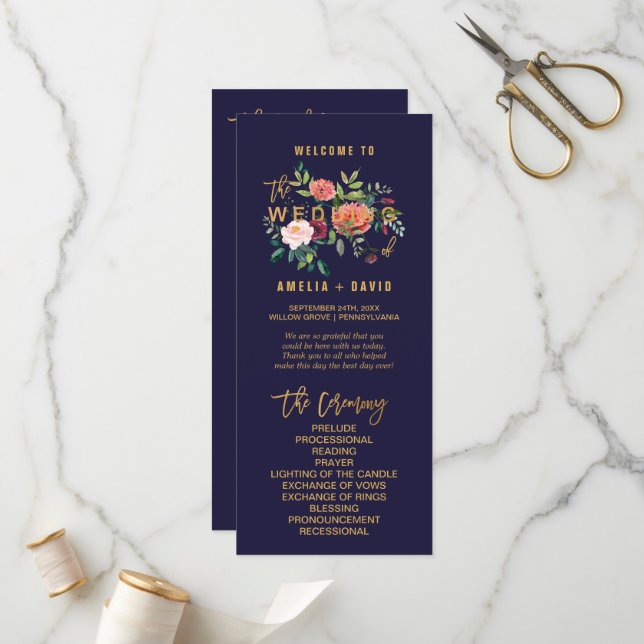 Programme de mariage floral d'automne (Devant/Arrière en situation)