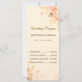 Programme de mariage floral Hortensia pêche et or