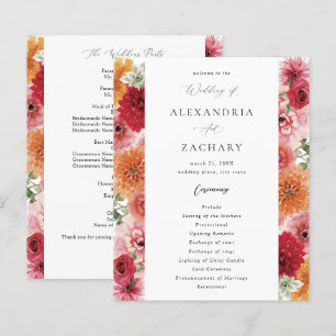 Programme de mariage floral multicolore d'été à bu