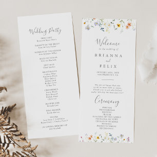 Programme de mariage floral multicolore sauvage