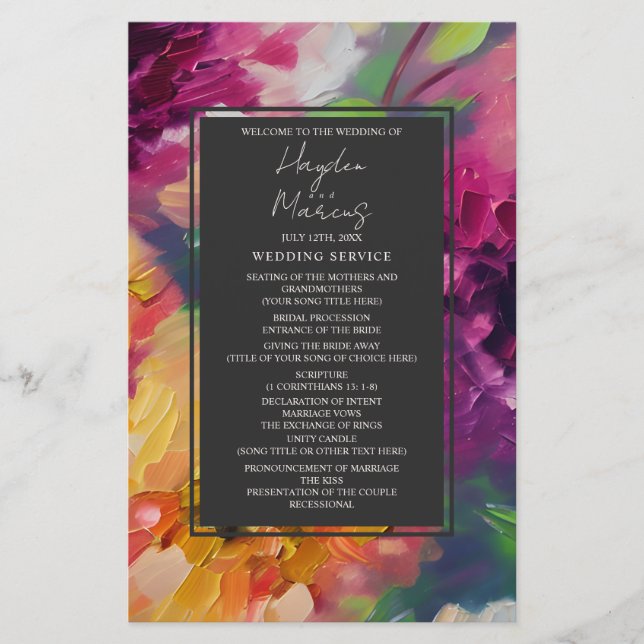 Programme de mariage floral multicolore spectacula (Devant)