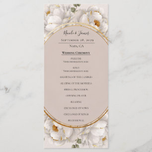 Programme de mariage floral Pivoine blanche et Ros