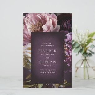 Programme de mariage floral pourpre élégant et max