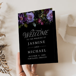 Programme de mariage floral pourpre gothique lunat