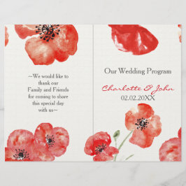 Programme de mariage floral Pretty Red Poppies