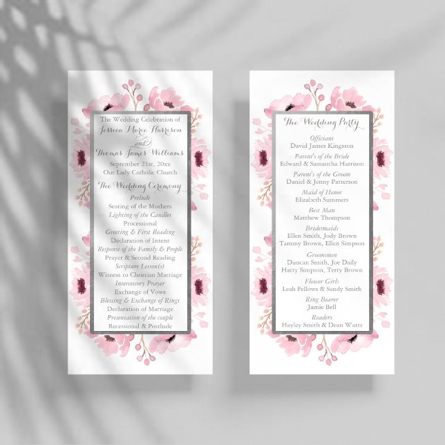 Programme de mariage floral rose de printemps (Créateur téléchargé)