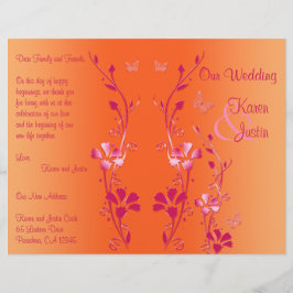 Programme de mariage floral rose et orange