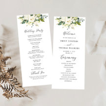 Programme de mariage floral Roses blanches