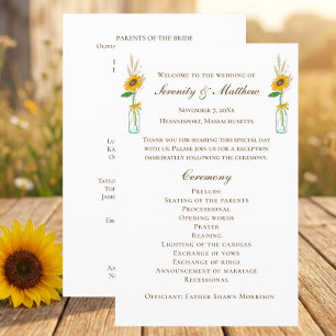 Programme de mariage floral rustique aux tournesol