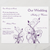 Programme de mariage floral violet et blanc