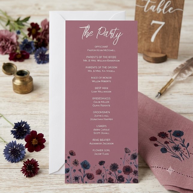 Programme de mariage floral violet et bleu (Créateur téléchargé)