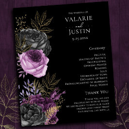 Programme de mariage floral violet et noir gothiqu