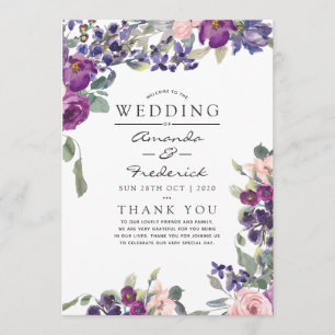 Programme de mariage floral violet et prune