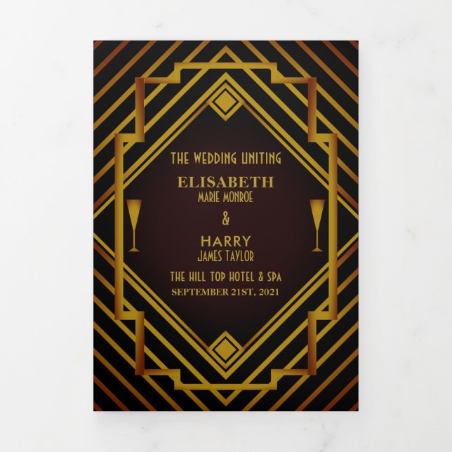 Programme de mariage Gatsby Gold 2020 (Page de couverture)