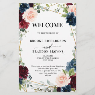 Programme de mariage géométrique Blush de la marin