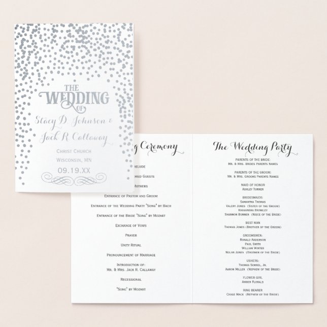 PROGRAMME DE MARIAGE Gold Confetti Typographie (Affichage)