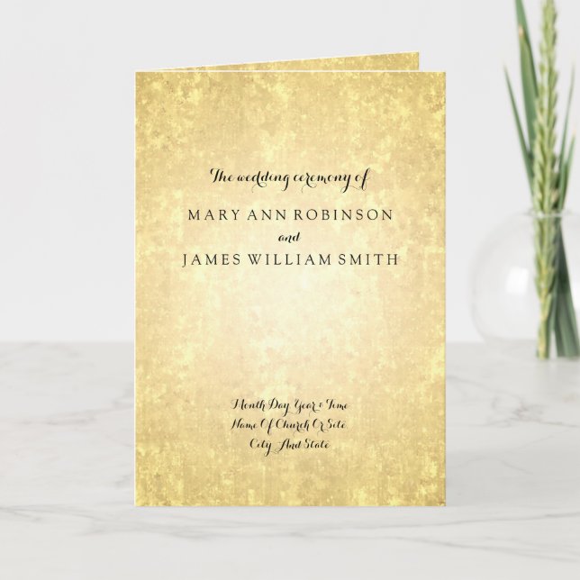 Programme de mariage Gold Foil Look Stars Confetti (Devant)