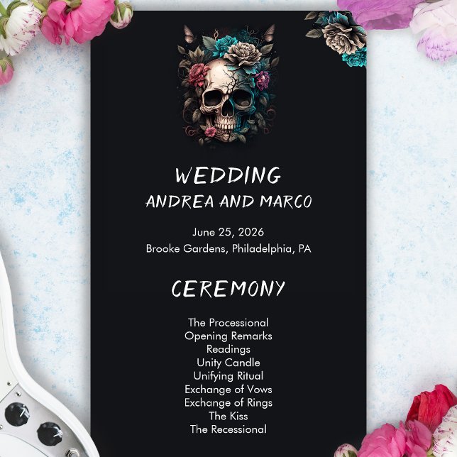 Programme de mariage gothique du tatouage au crâne (Skull Tattoo Rock and Roll Gothic Wedding Program)