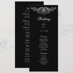 Programme de mariage gothique élégant noir et blan