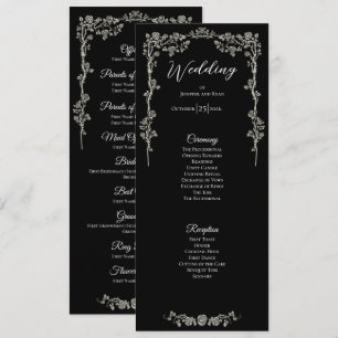 Programme de mariage gothique floral élégant
