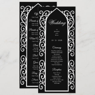 Programme de mariage gothique noir et blanc orné